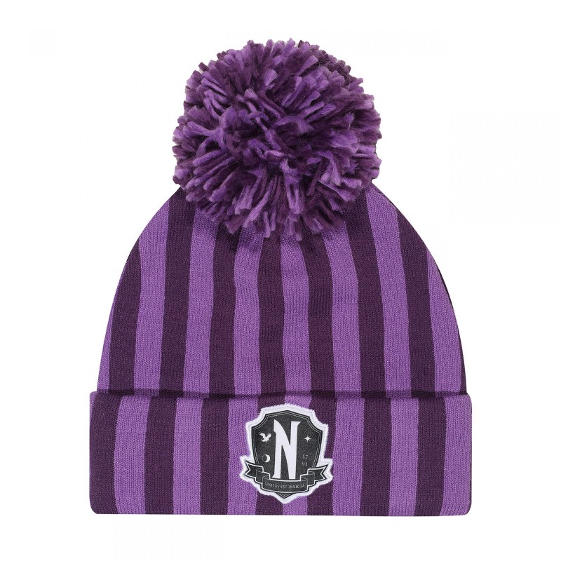 Wednesday bonnet Pom-Pom Nevermore Logo