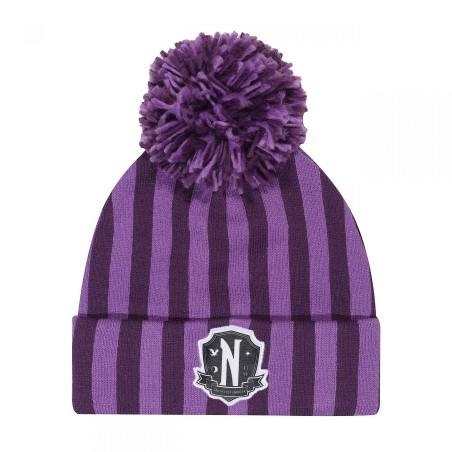 Wednesday bonnet Pom-Pom Nevermore Logo