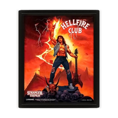 Stranger Things Hellfire Club Tableau encadré 3D