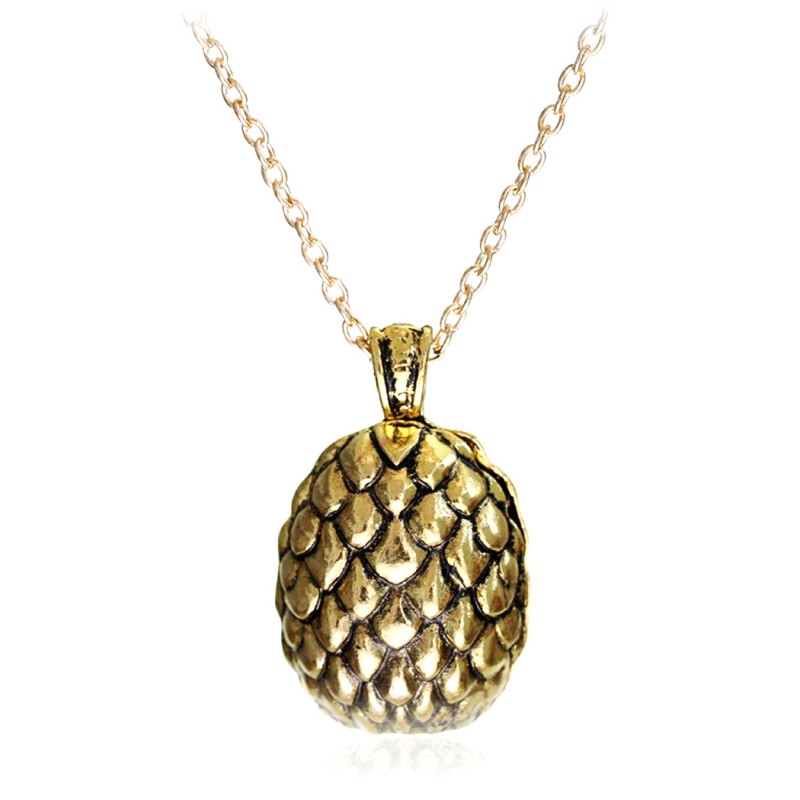 Collier doré avec pendentif oeuf de dragon à écailles